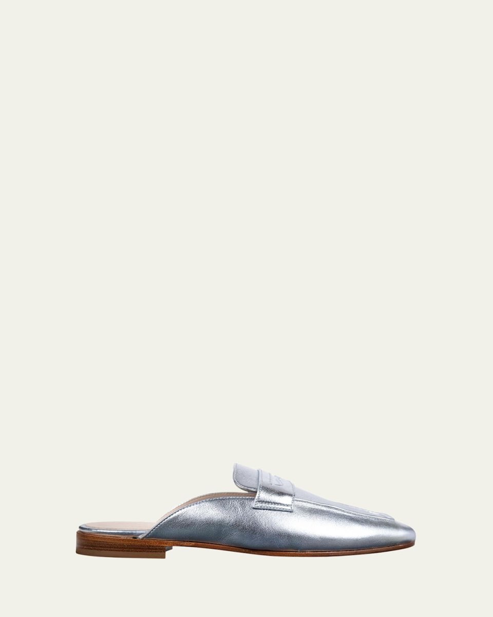 Riviera Metallic Leather Loafer Mules